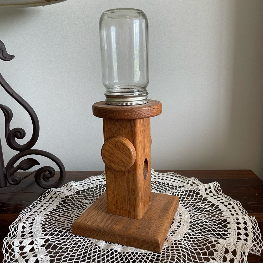 Tabletop Mini Candy or Nut Dispenser, Wooden Handmade Candy Dispenser, Nuts Jar - Picture 2 of 8